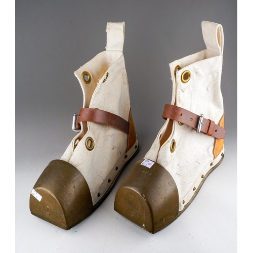 508 - Deep sea diving interest- a pair of Desco diving boots, brass / bronze and canvas construction. Repl... 