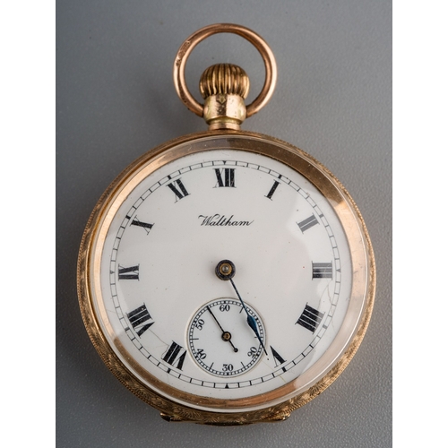 770 - Waltham 9 ct gold ladies pocket watch, gross weight ( without front glass) 27g