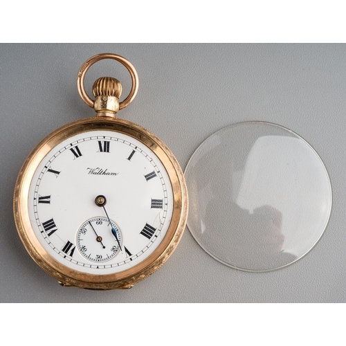 770 - Waltham 9 ct gold ladies pocket watch, gross weight ( without front glass) 27g