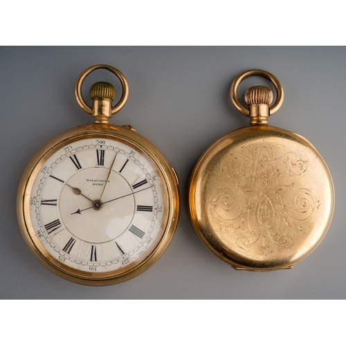 771 - Waldvogel Bury  and another14 ct gold plated pocket watches