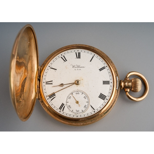 774 - 9 ct gold Waltham USA men's pocket watch, hallmarked, gross weight 90g