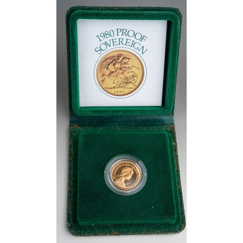 855 - 1980 gold full proof sovereign in original case