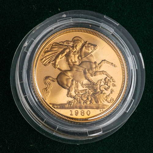 855 - 1980 gold full proof sovereign in original case