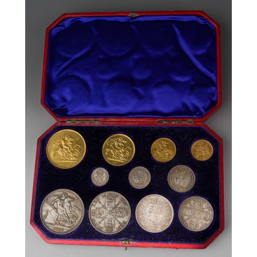 858 - Great Britain, 1887 eleven coin specimen set, Queen Victoria jubilee, gold £5 to gold half sovereign... 