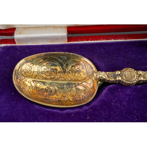 865 - A George VI silver gilt replica Coronation Anointing Spoon, of typical form, hallmarked by Elkington... 