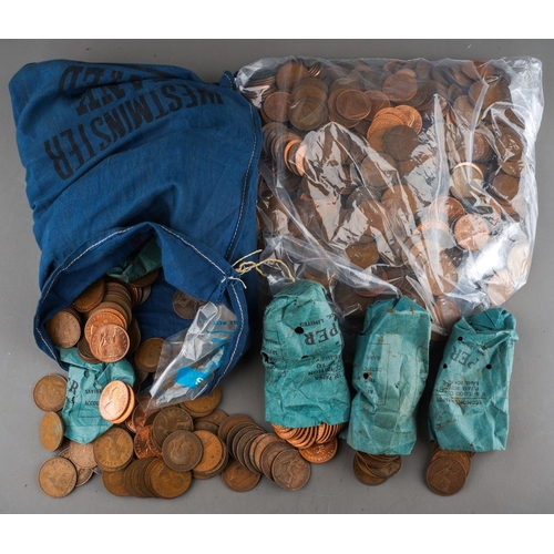 878 - Great Britain coins, two bags of mostly 20th century pre-decimal copper pennies, mixed condition, an... 