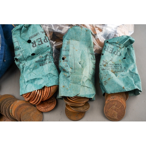 878 - Great Britain coins, two bags of mostly 20th century pre-decimal copper pennies, mixed condition, an... 