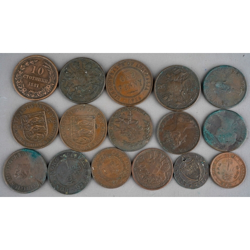 880 - East India Company coinage, two 1835 Half Anna and an 1835 One Quarter Anna, together with other cop... 