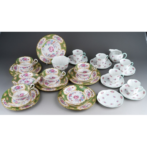 885 - A Shelley part Rosebud 13426 coffee service to include: five coffee cans, six saucers, a milk jug an... 