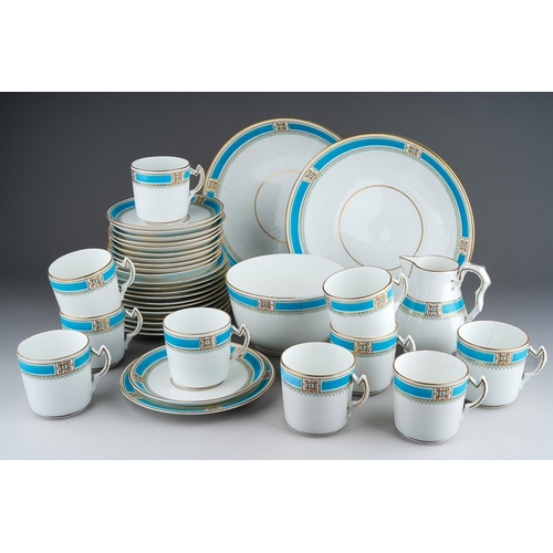 887 - An early 20th Century Staffordshire pattern 6564 part tea service, white ground decorated with blue ... 