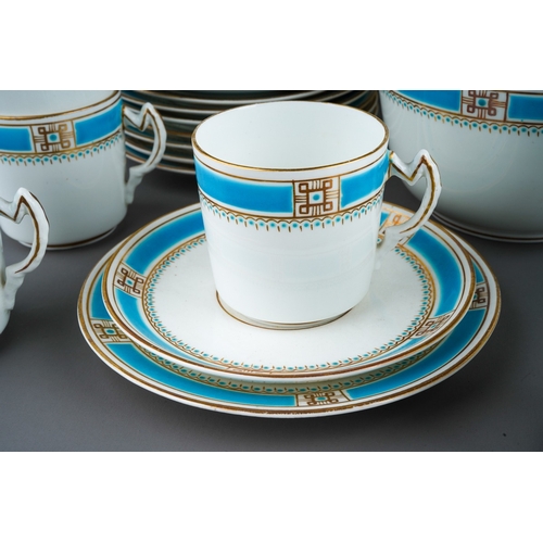 887 - An early 20th Century Staffordshire pattern 6564 part tea service, white ground decorated with blue ... 