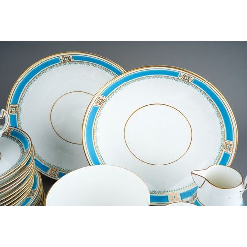 887 - An early 20th Century Staffordshire pattern 6564 part tea service, white ground decorated with blue ... 