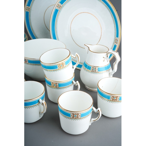 887 - An early 20th Century Staffordshire pattern 6564 part tea service, white ground decorated with blue ... 