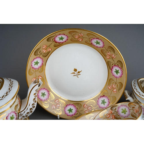 888 - A 19th Century Staffordshire part tea and coffee set, pattern no 1696, decorated with large flowers ... 