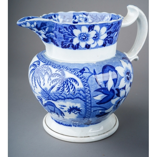 890 - An English, circa 1790, blue and white transfer printed tea bowl decorated with attendants with larg... 