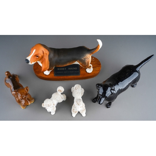 892 - A Beswick Connoisseur model of a Basset Hound, mounted together with a Beswick style Irish Terrier, ... 