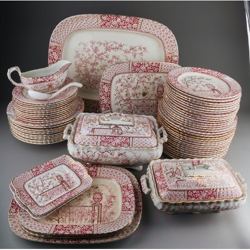 894 - A late 19th Century W.A.A & Co (William Alsager Adderley) pink Mikado pattern extensive dinner servi... 