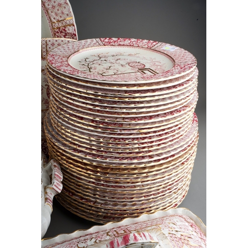 894 - A late 19th Century W.A.A & Co (William Alsager Adderley) pink Mikado pattern extensive dinner servi... 