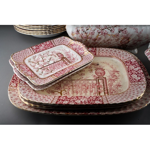 894 - A late 19th Century W.A.A & Co (William Alsager Adderley) pink Mikado pattern extensive dinner servi... 