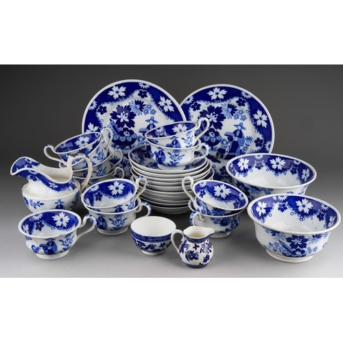 896 - A late 19th Century Staffordshire (Hilditch & Son) blue and white Chinoiserie breakfast set to inclu... 