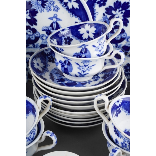 896 - A late 19th Century Staffordshire (Hilditch & Son) blue and white Chinoiserie breakfast set to inclu... 