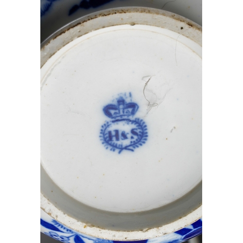 896 - A late 19th Century Staffordshire (Hilditch & Son) blue and white Chinoiserie breakfast set to inclu... 