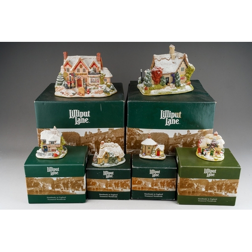 Six various sized boxed Lilliput Lane cottages to include