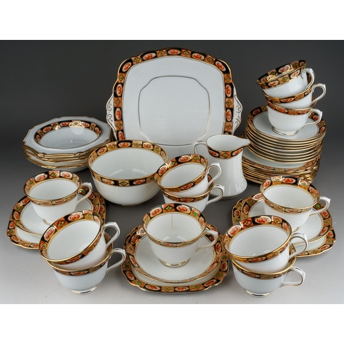 11 - A Royal Albert Crown China Imari palette tea and fruit set, comprising bread and butter plate, milk ... 