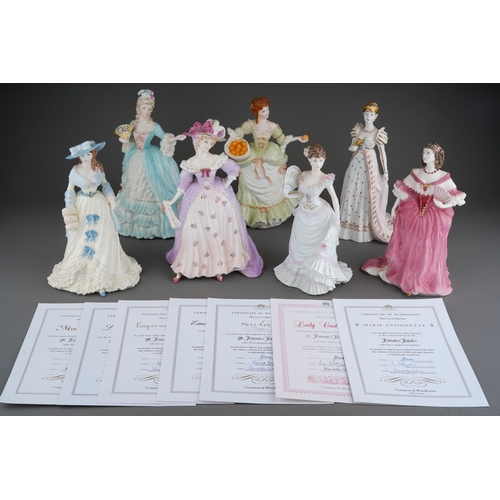 14 - A collection of seven limited edition Coalport for Compton & Woodhouse Femme Fatales figures, all in... 