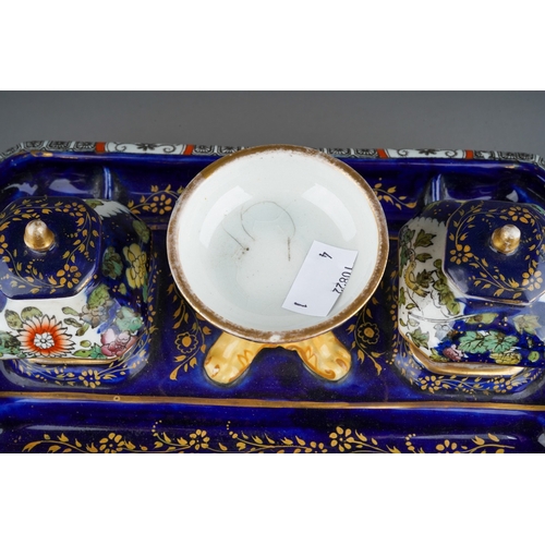 23 - An early 19th Century, circa 1830, Mason`s Ironstone China Imari large inkstand, the rectangular bod... 