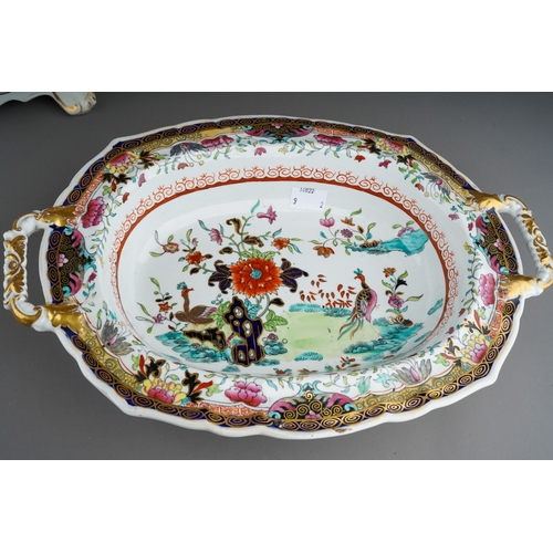 25 - A 19th Century Mason`s Patent Ironstone China large Chinoiserie Famille Verte two handled tureen and... 