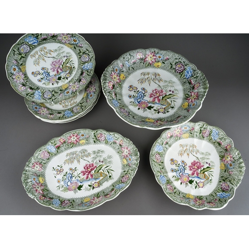 27 - A Mason`s Ironstone Imari punch bowl and three various Imari plates, two impressed marks, one with f... 