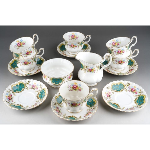 40 - Royal Albert  Berkeley tea set to include 6 cups and saucers, milk and sugar (1box)