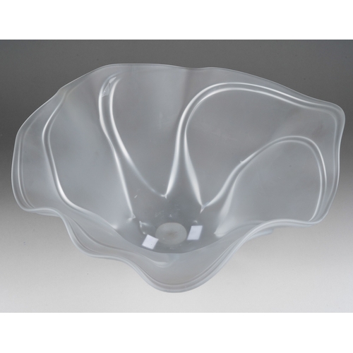 51 - Peter Layton (b.1937) an Art Glass frosted flower shaped large bowl, signed to base rim, approx 38cm... 