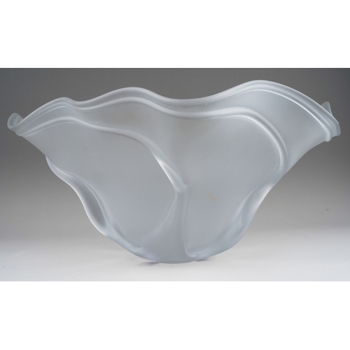 51 - Peter Layton (b.1937) an Art Glass frosted flower shaped large bowl, signed to base rim, approx 38cm... 