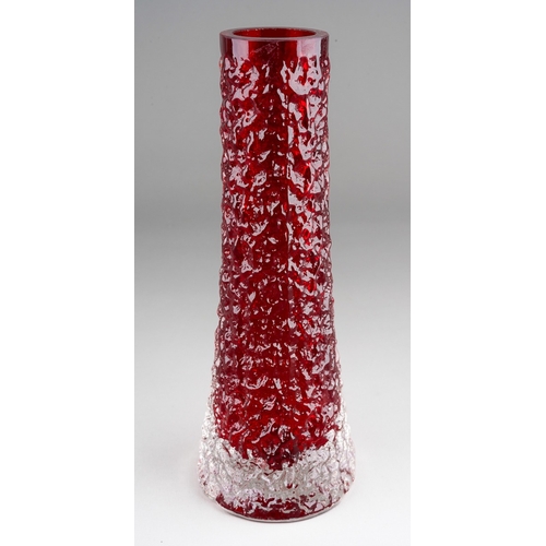 56 - A Whitefriars Ruby glass trumpet shaped posy vase, approx 19cm (7.5