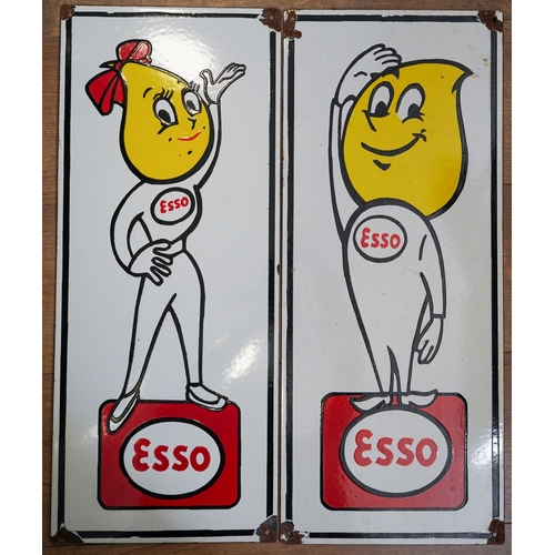 404 - Pair of Esso Enamel signs, measuring 25.5 cm x 61 cm