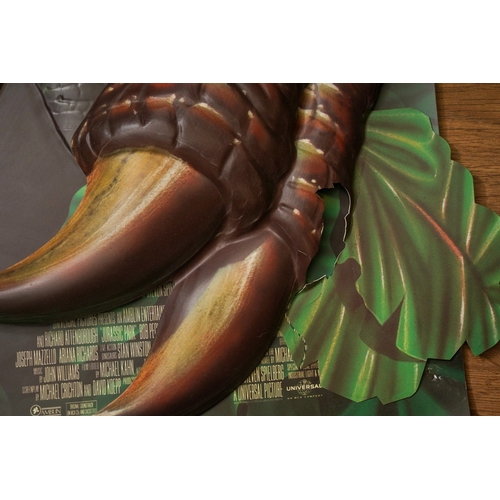 412 - A Jurassic Park 3-D Film Promotional Poster in two parts, approx 84 x 39cm (rip to upper section of ... 