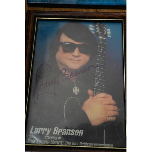 418 - Collection of signed framed items and three tour programmes including Big Bopper signed photo, Hank ... 