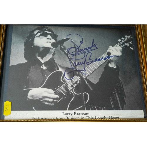 418 - Collection of signed framed items and three tour programmes including Big Bopper signed photo, Hank ... 