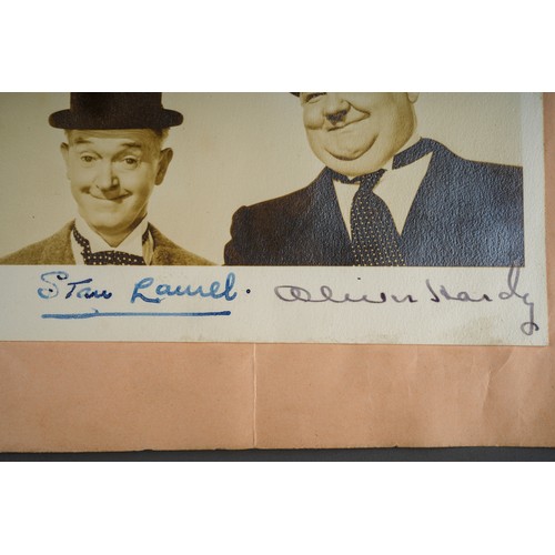 420 - Stan Laurel and Oliver Hardy - Signed small photo card - Hello Brian ! And signed on the bottom by t... 