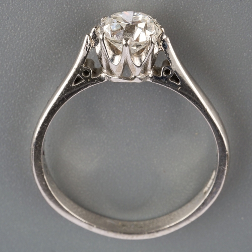 535 - An 18ct white gold solitaire diamond ring, estimated diamond weight 1 carat, UK ring size Q/R, 3.8 g... 