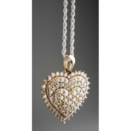 548 - 9ct gold diamond heart pendant (Gemporia) on silver chain, weight 4.22 grams.