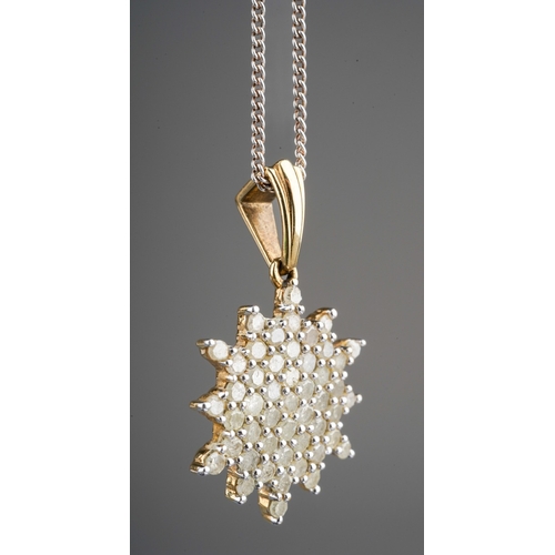 550 - 9ct gold diamond pendant, on silver clasp, weight 2.65 grams.