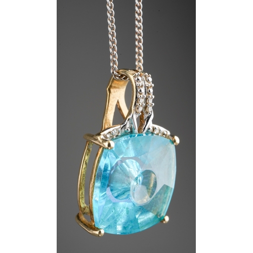 551 - 9ct gold 'Lehrer Quasar' Gemporia Collection topaz pendant (central stone missing), on silver chain,... 