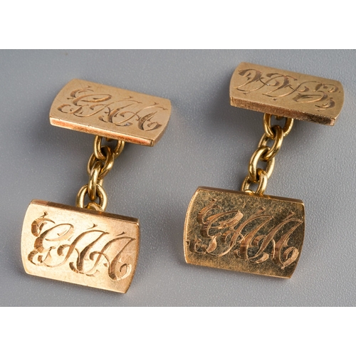 566 - A pair 9ct gold cufflinks, weight 12.34 grams.