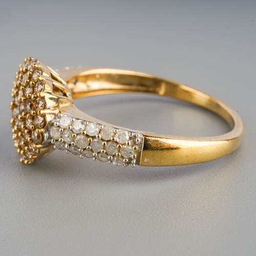 573 - Gemporia 9ct gold diamond and 'champagne' coloured diamond cluster ring, weight 3.36 grams.