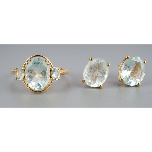 582 - Gemporia 9ct gold pale aquamarine (untested) set pendant and earring set, weight 4.57 grams.