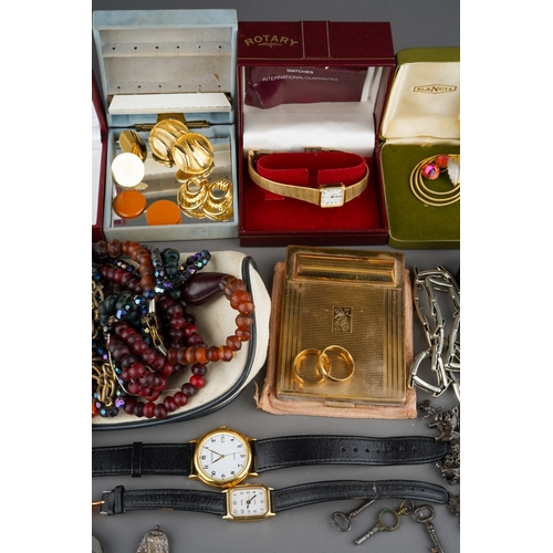 751 - Group of costume jewellery including brooches, earrings, necklaces, watches etc