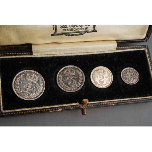 963 - A cased set of George V Maundy coins 1930, 4d-1d